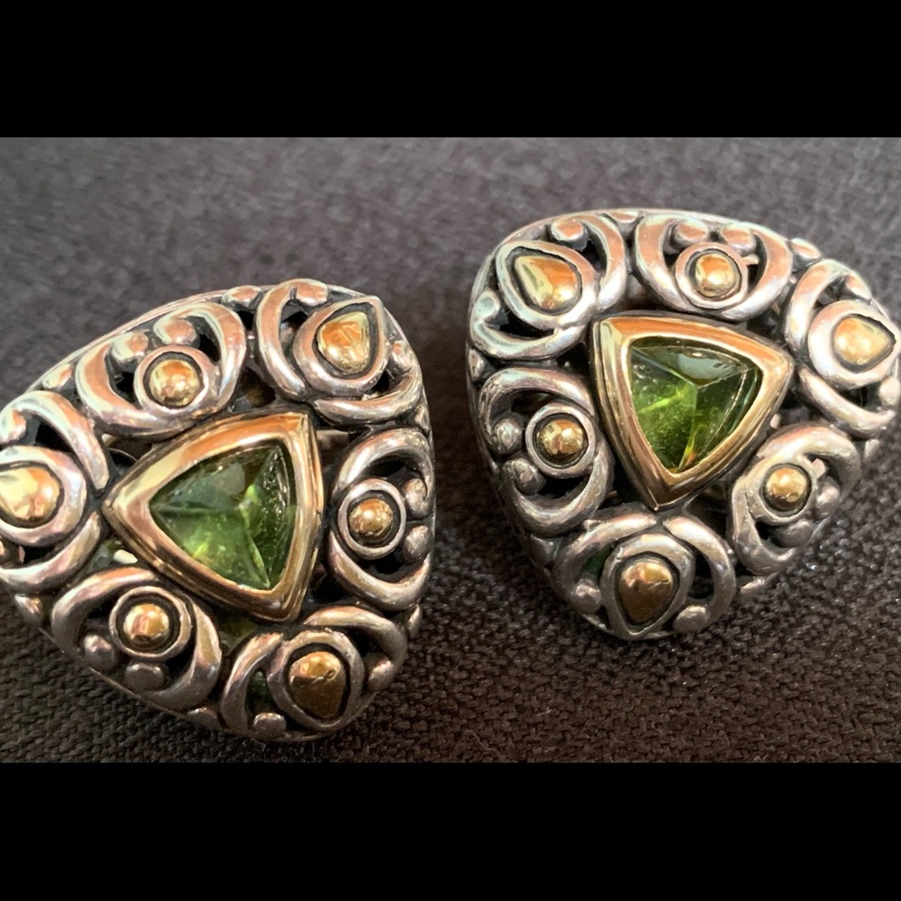 John Hardy 18k and SS peridot earrings
